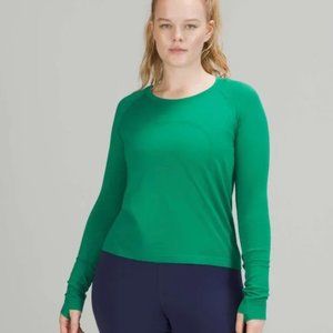 lululemon swiftly tech long sleeve 2.0 race length - emerald ice, size 4